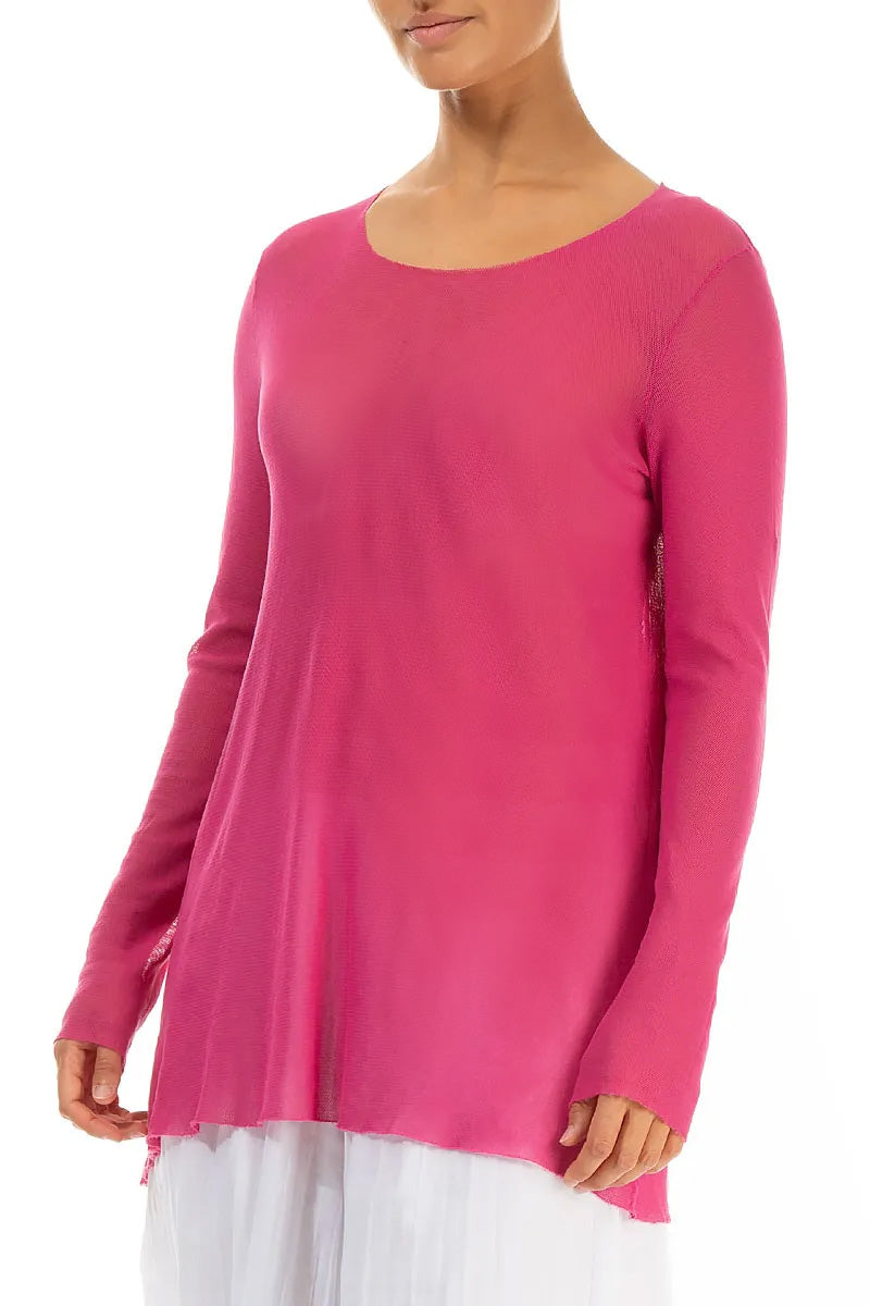 Sheer Fuchsia Mesh Soft Cotton Blouse 3