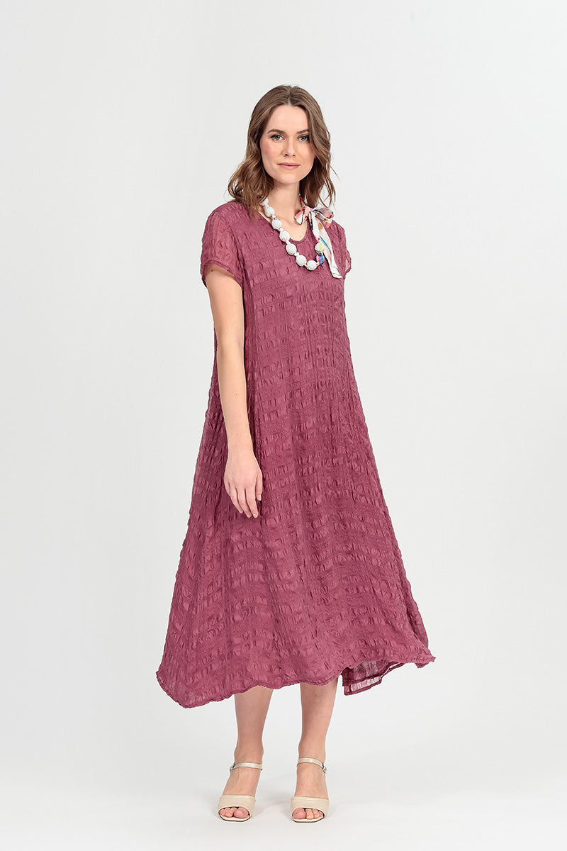 Short Sleeves Antique Ruby Light Silk Dress 6