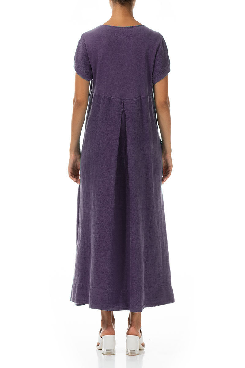 Short Sleeves Amethyst Linen Maxi Dress 2