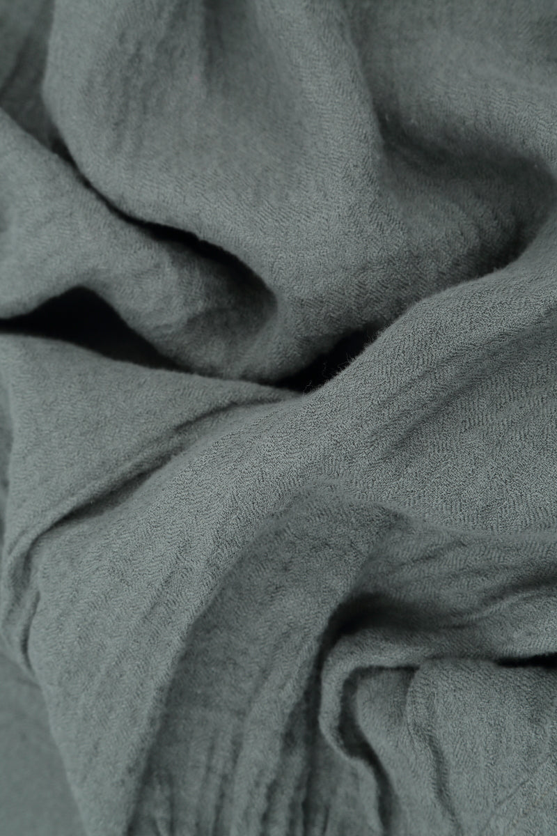 Short Sleeves Sage Crêpe Linen Blouse 5