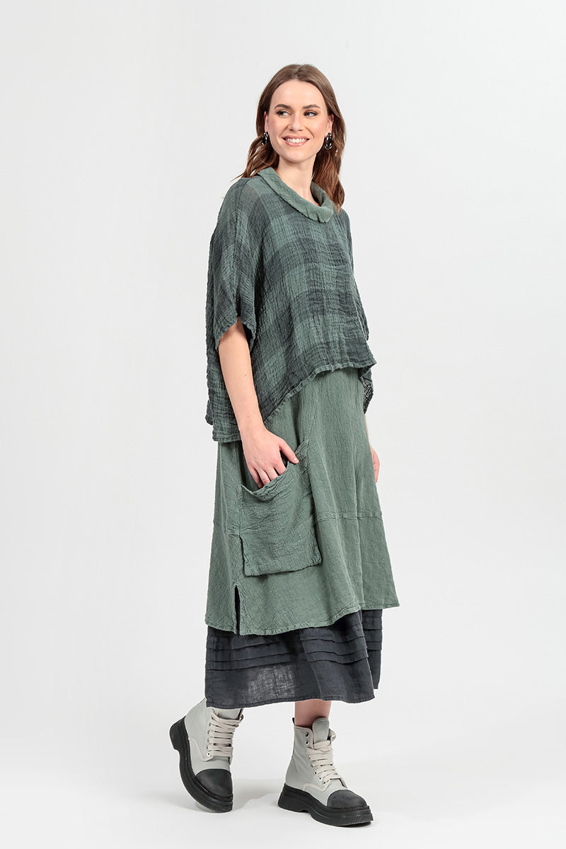 Side Pocket Sage Linen Viscose Dress 8
