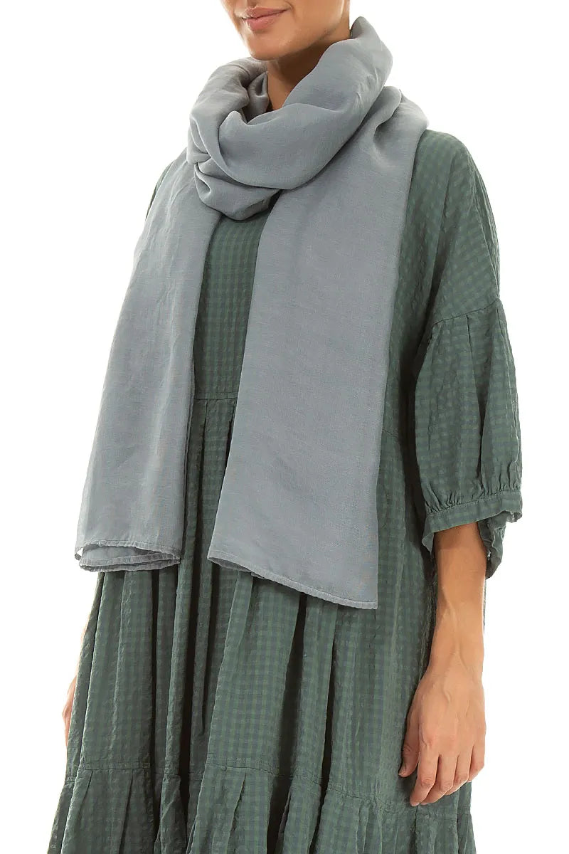 Silver Grey Silk Cotton Scarf 3