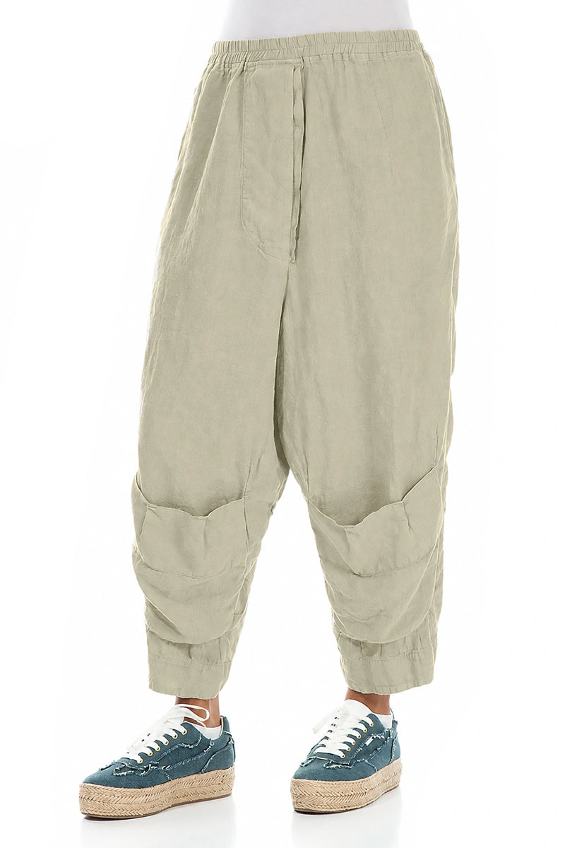 Six Pockets Laurel Green Linen Trousers 3