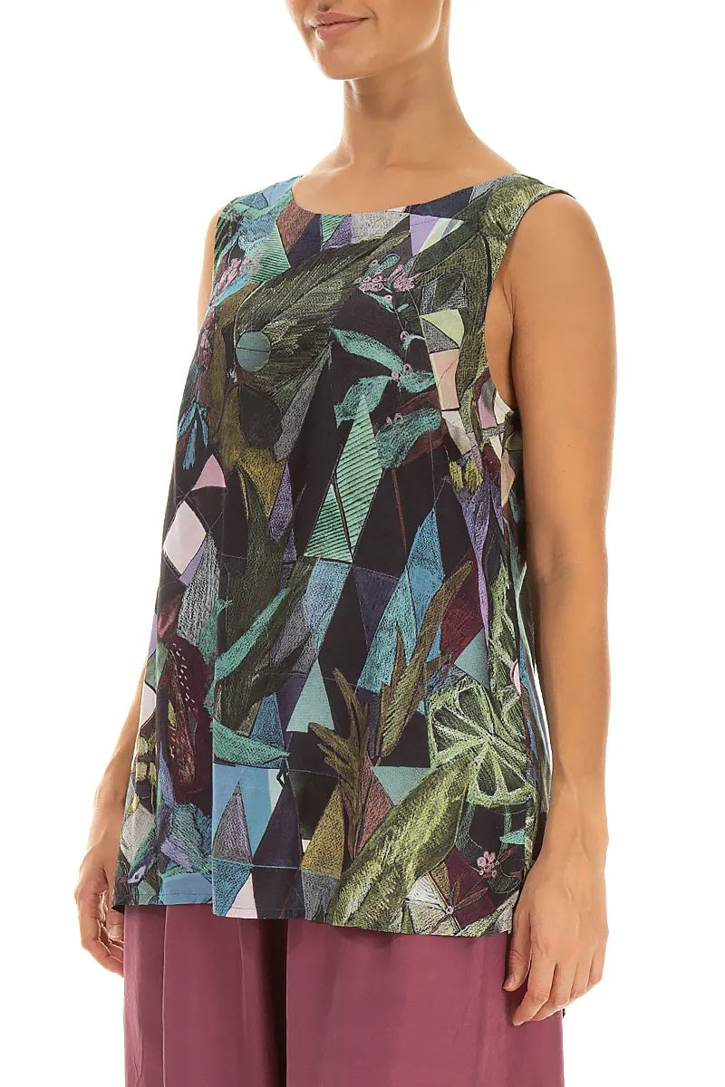 Sleeveless Art Mosaic Silk Bamboo Top 3