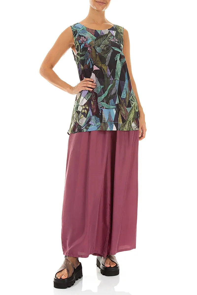 Sleeveless Art Mosaic Silk Bamboo Top 4