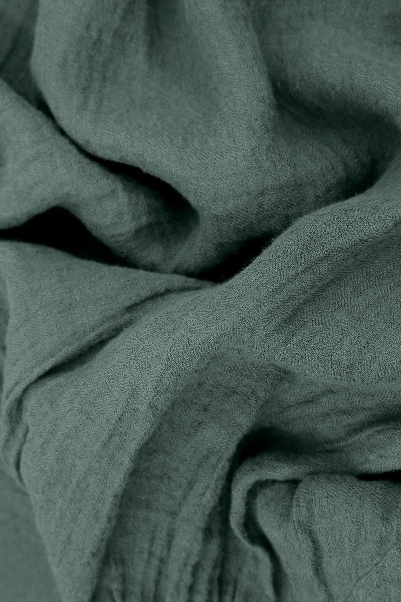 Sleeveless Balloon Sage Crêpe Linen Dress 5