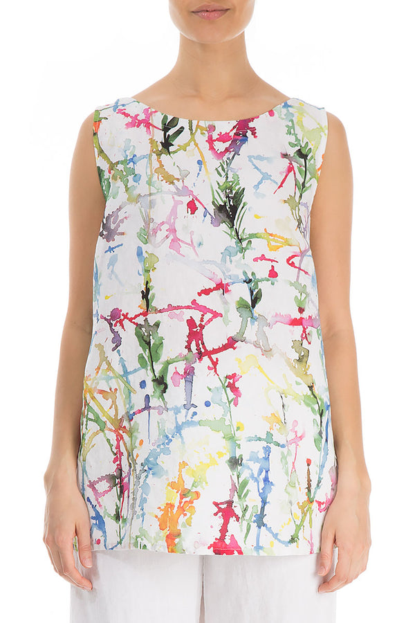 Sleeveless Colour Splash Linen Top 1