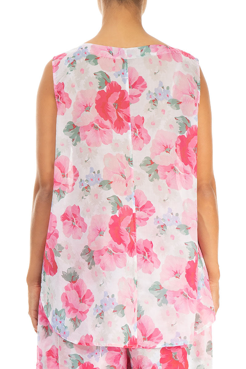 Sleeveless Peony Blossom Cotton Top 2