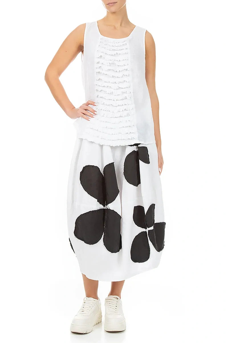 Sleeveless Ruffled White Linen Top 4