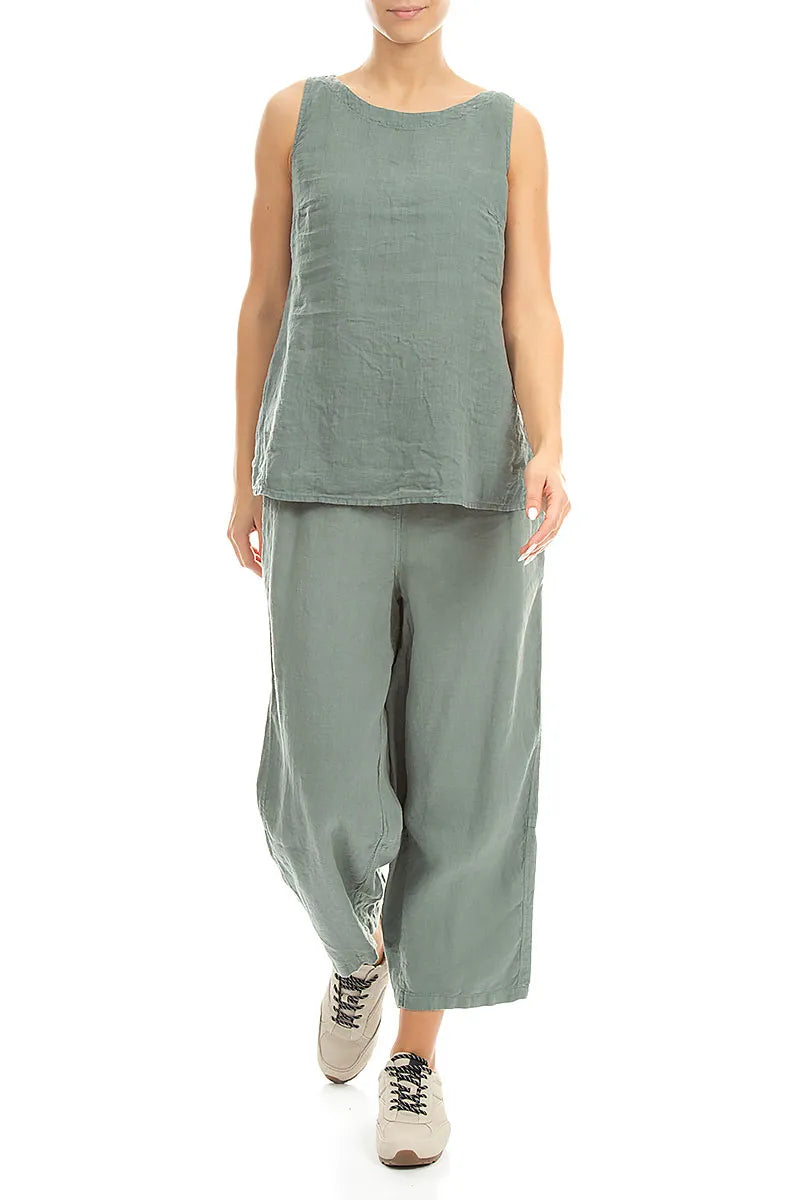 Sleeveless Sage Linen Top 4