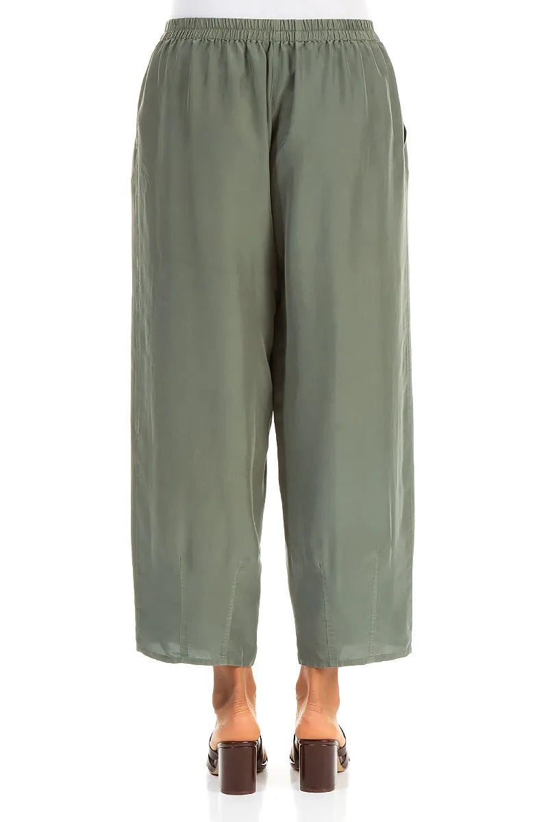 Slight Taper Sage Pure Silk Trousers 2