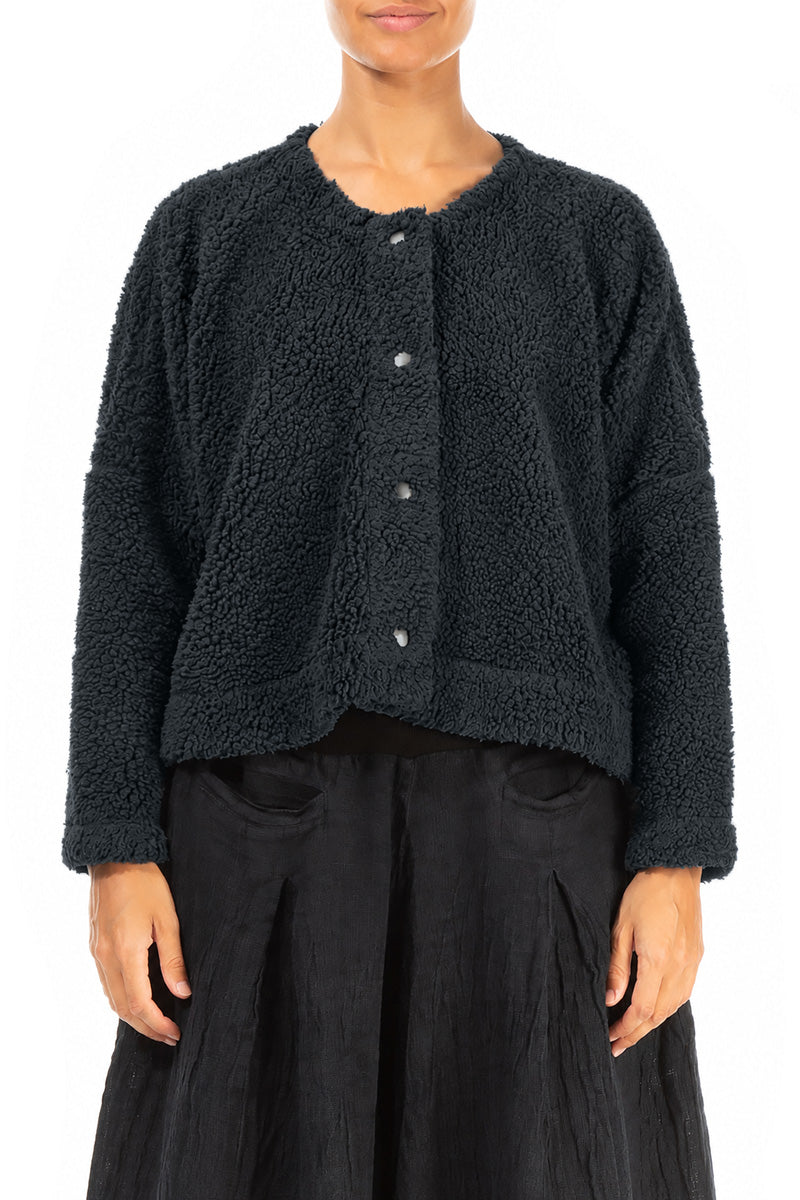Snap Front Slate Teddy Cotton Jacket 1