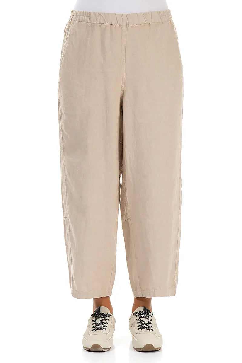 Straight Beige Linen Trousers 1