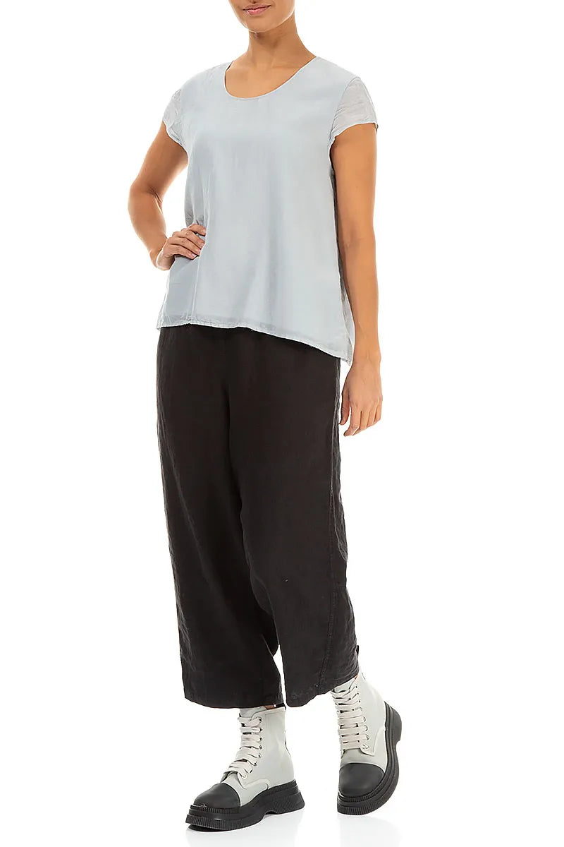 Straight Black Linen Trousers 4