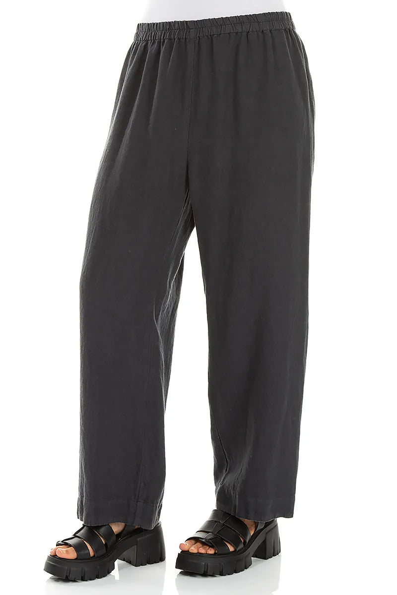 Straight Graphite Linen Trousers 3