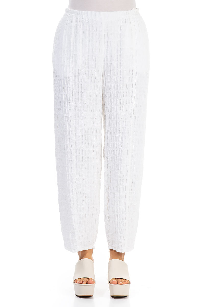 Taper White Textured Linen Trousers 1