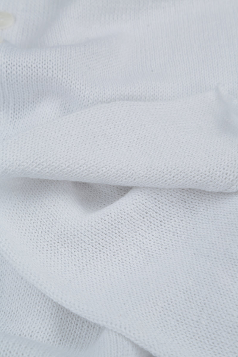 V-Neck Overlap White Linen Jumper 5