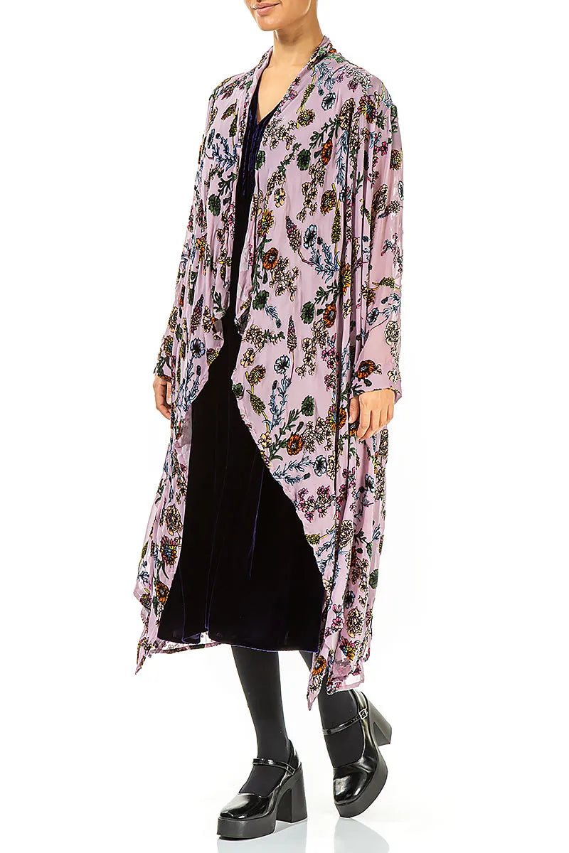 Velvet Blooms Devoré Open Silk Jacket