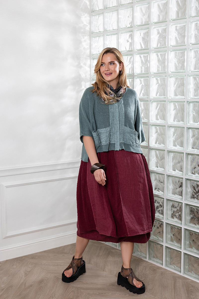Vertical Line Antique Ruby Linen Dress 6