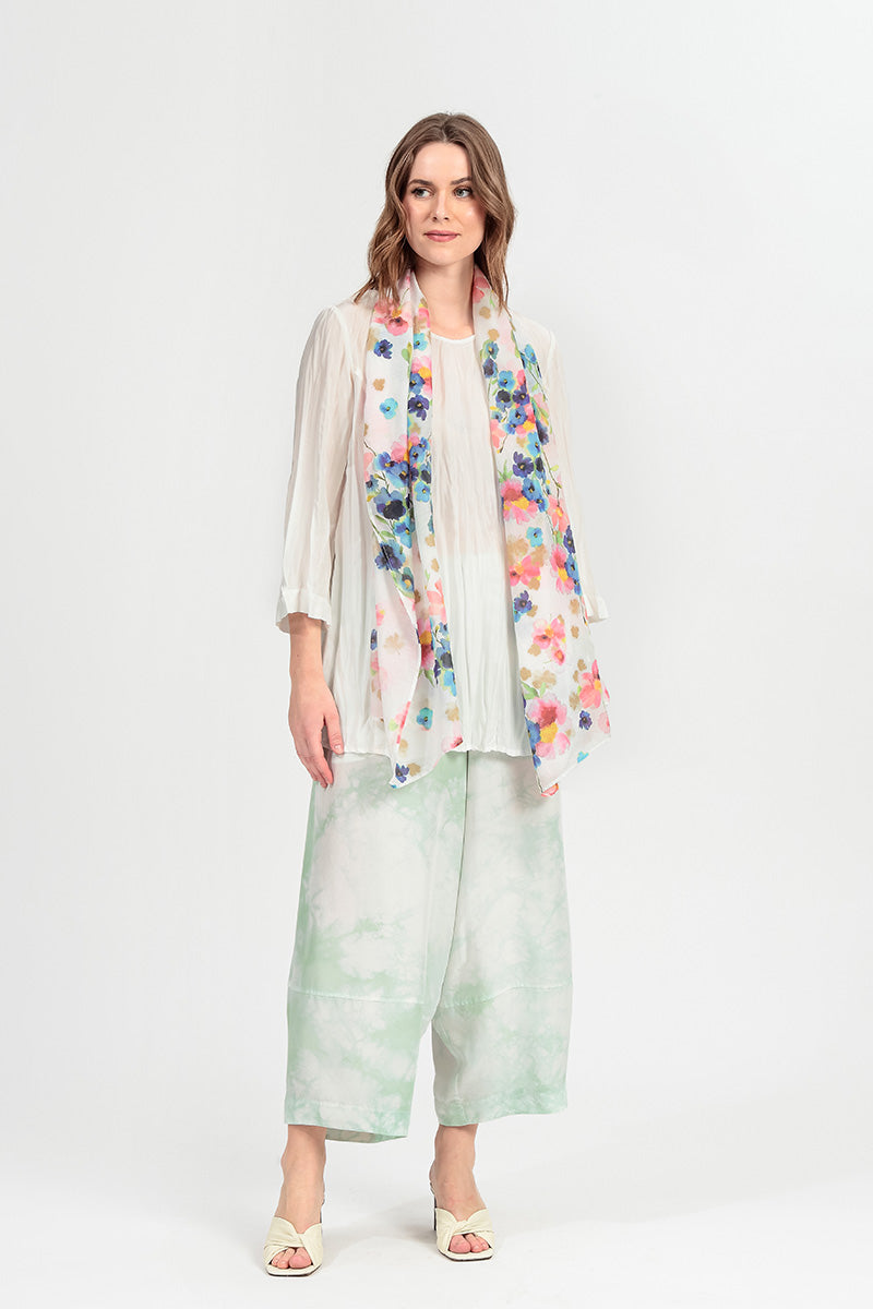 White Crumpled Pure Silk Tunic 6