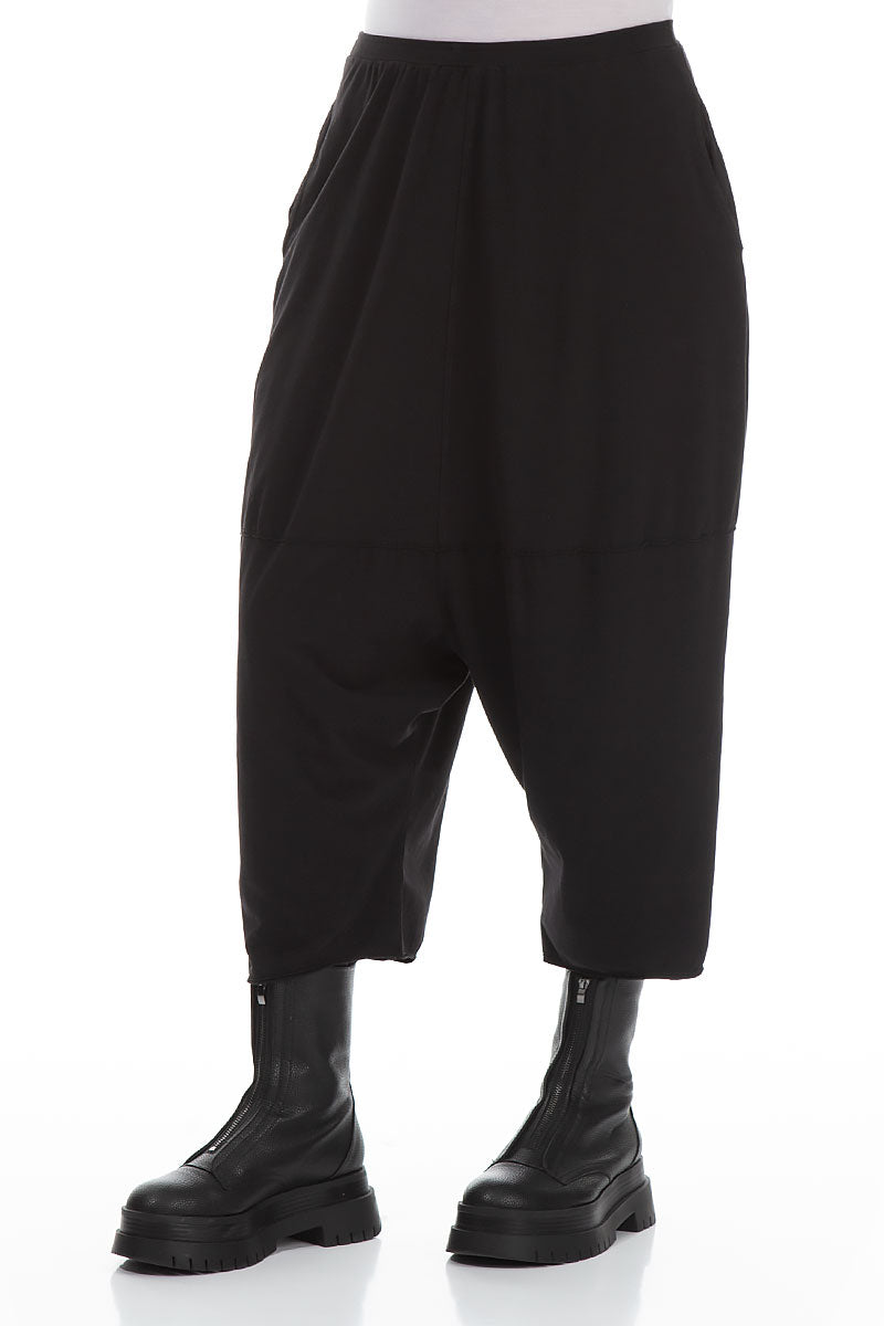Wide Baggy Black Cotton Trousers 3
