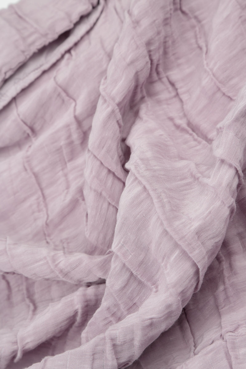 Wide Cropped Crinkled Lilac Silk Linen Trousers 5