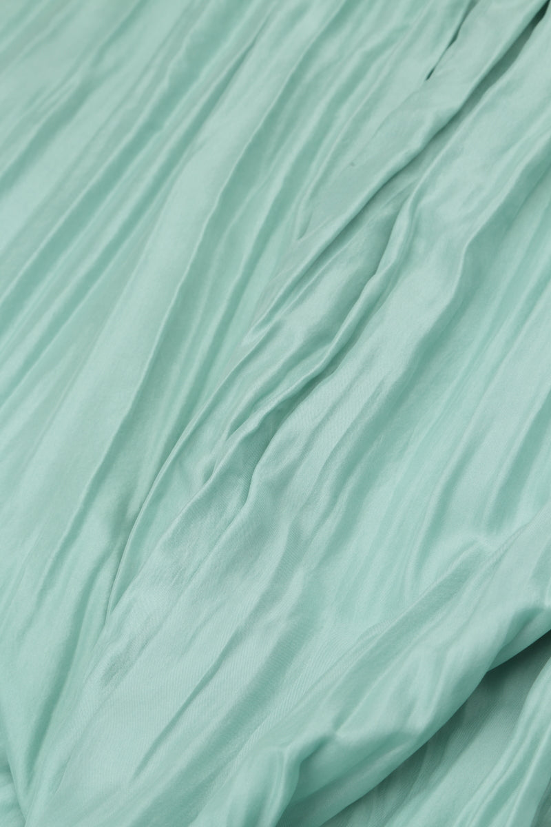Wide Flowy Mint Crumpled Pure Silk Trousers 5