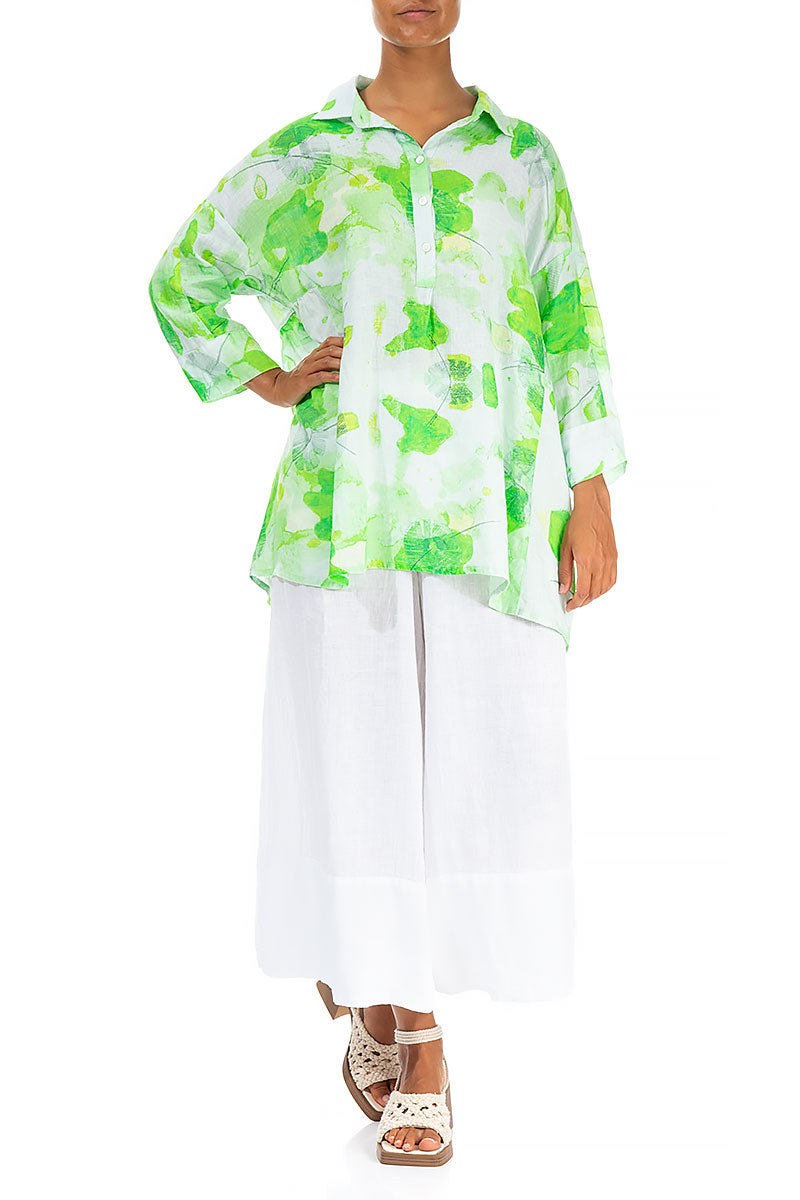 Wide Leg Cuffs White Linen Culottes 4