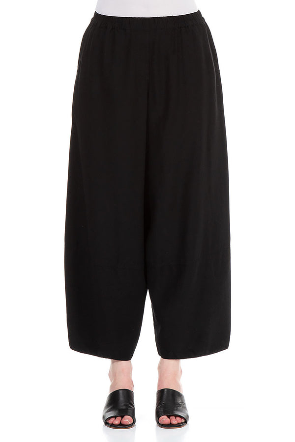 Loose Black Silk Bamboo Trousers 1