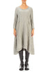 A-Line Olive Grey Crinkled Silk Linen Dress 1