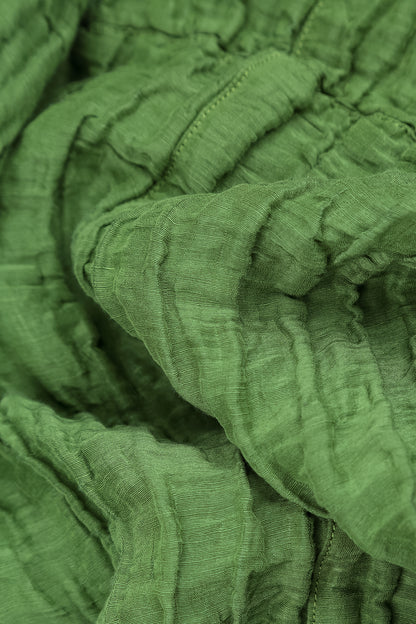A-Line Shamrock Green Crinkled Silk Linen Dress 6
