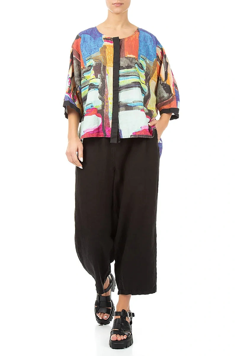 Abstract Centre Placket Linen Jacket 4