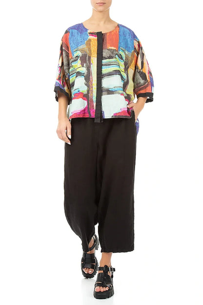 Abstract Centre Placket Linen Jacket 4