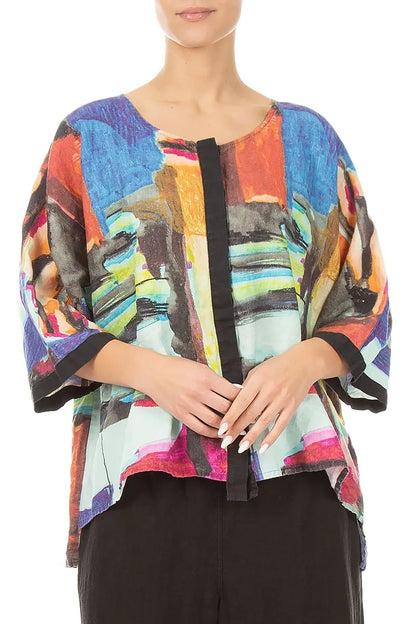 Abstract Centre Placket Linen Jacket 3