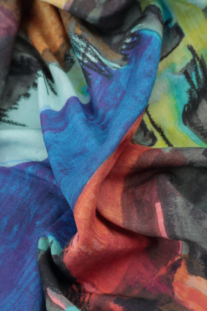 Abstract Silk Bamboo Square Scarf 4