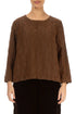 Aged Copper Pleated Silk Linen Blouse 1