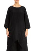 Asymmetric Crinkled Black Silk Linen Tunic 1