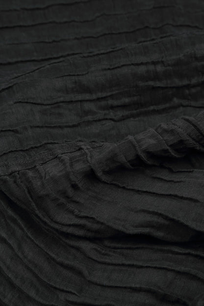 Asymmetric Crinkled Black Silk Linen Tunic 5