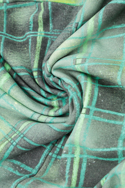 Asymmetric Emerald Grid French Terry Cotton Blouse 6
