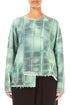 Asymmetric Emerald Grid French Terry Cotton Blouse 1