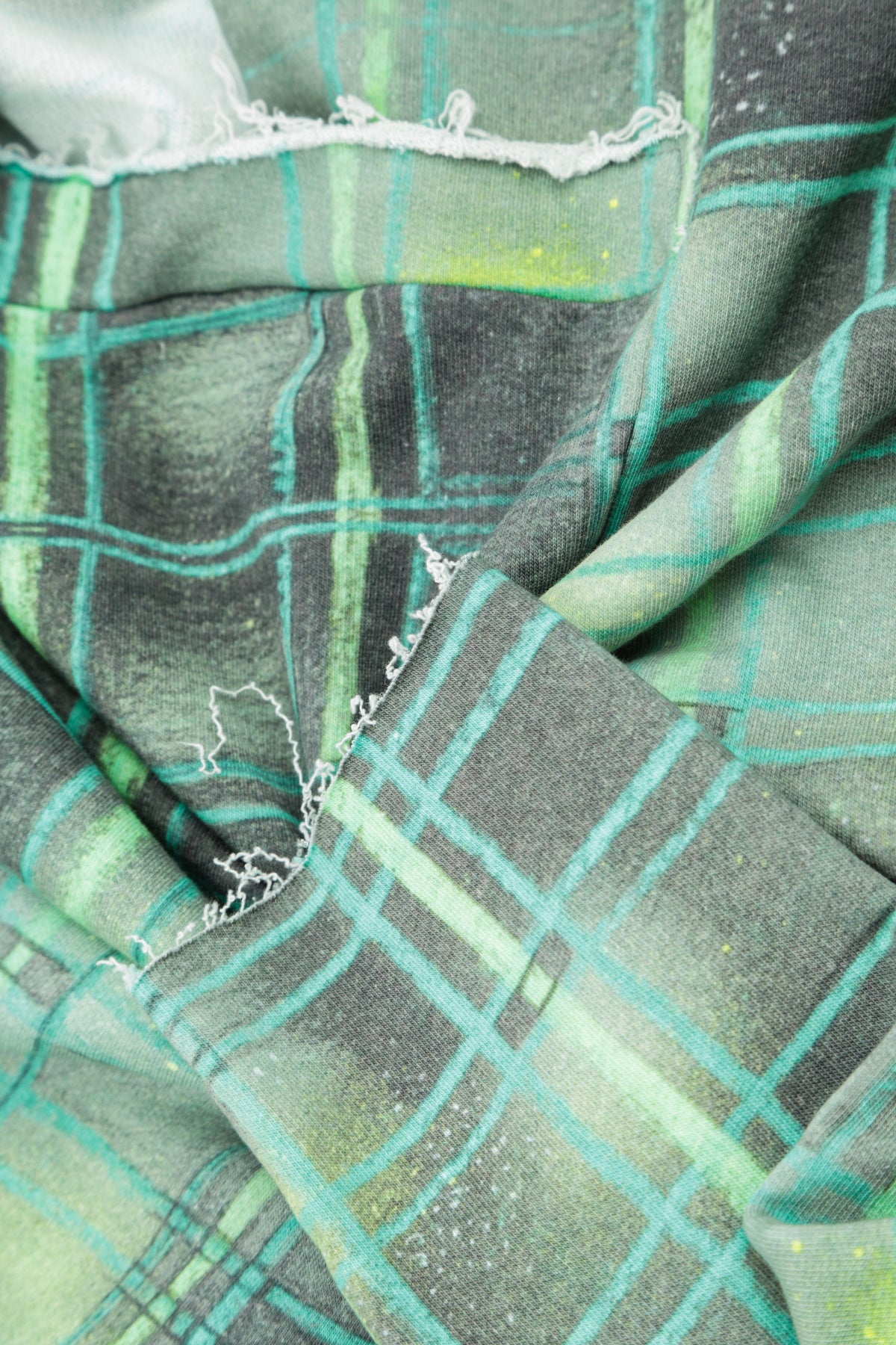 Asymmetric Emerald Grid French Terry Cotton Blouse 5