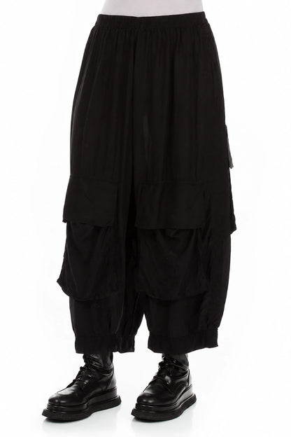 Schwarze Hose aus Bambusseide mit Taschen