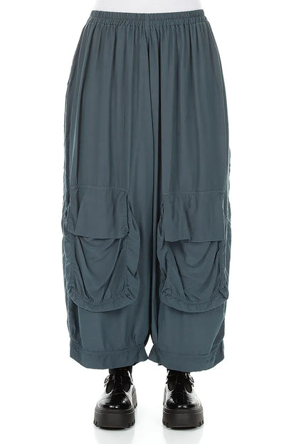 Baggy Pockets Slate Silk Bamboo Trousers