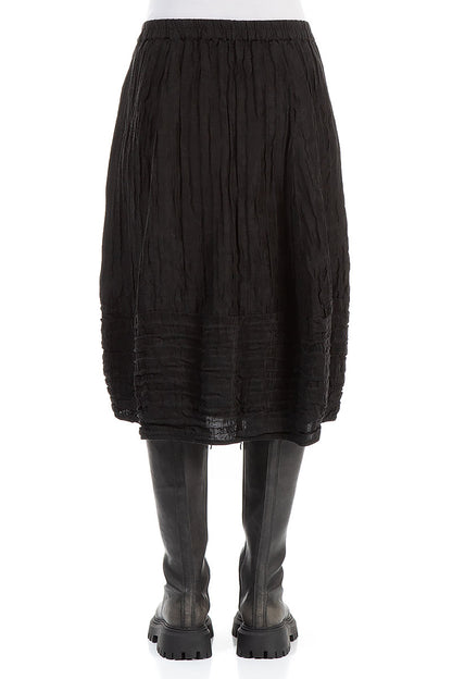 Balloon Black Crinkled Silk Linen Skirt 2