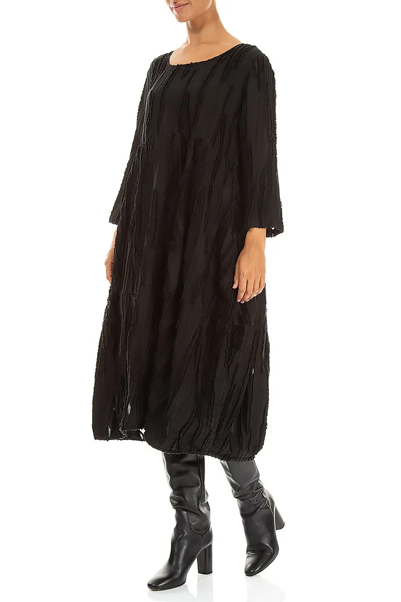Balloon Black Fray Weave Dress 3