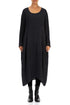 Balloon Crinkled Black Silk Dress 1