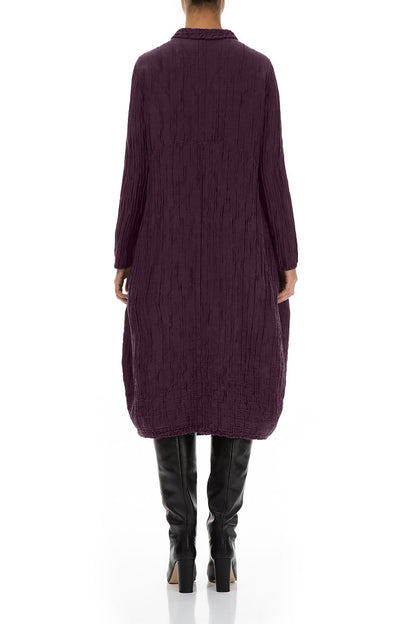 Balloon Crinkled Deep Plum Silk Linen Jacket 2