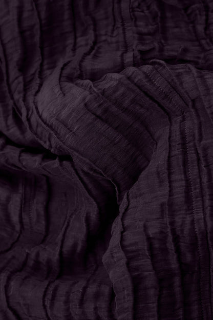 Balloon Crinkled Deep Plum Silk Linen Jacket 5