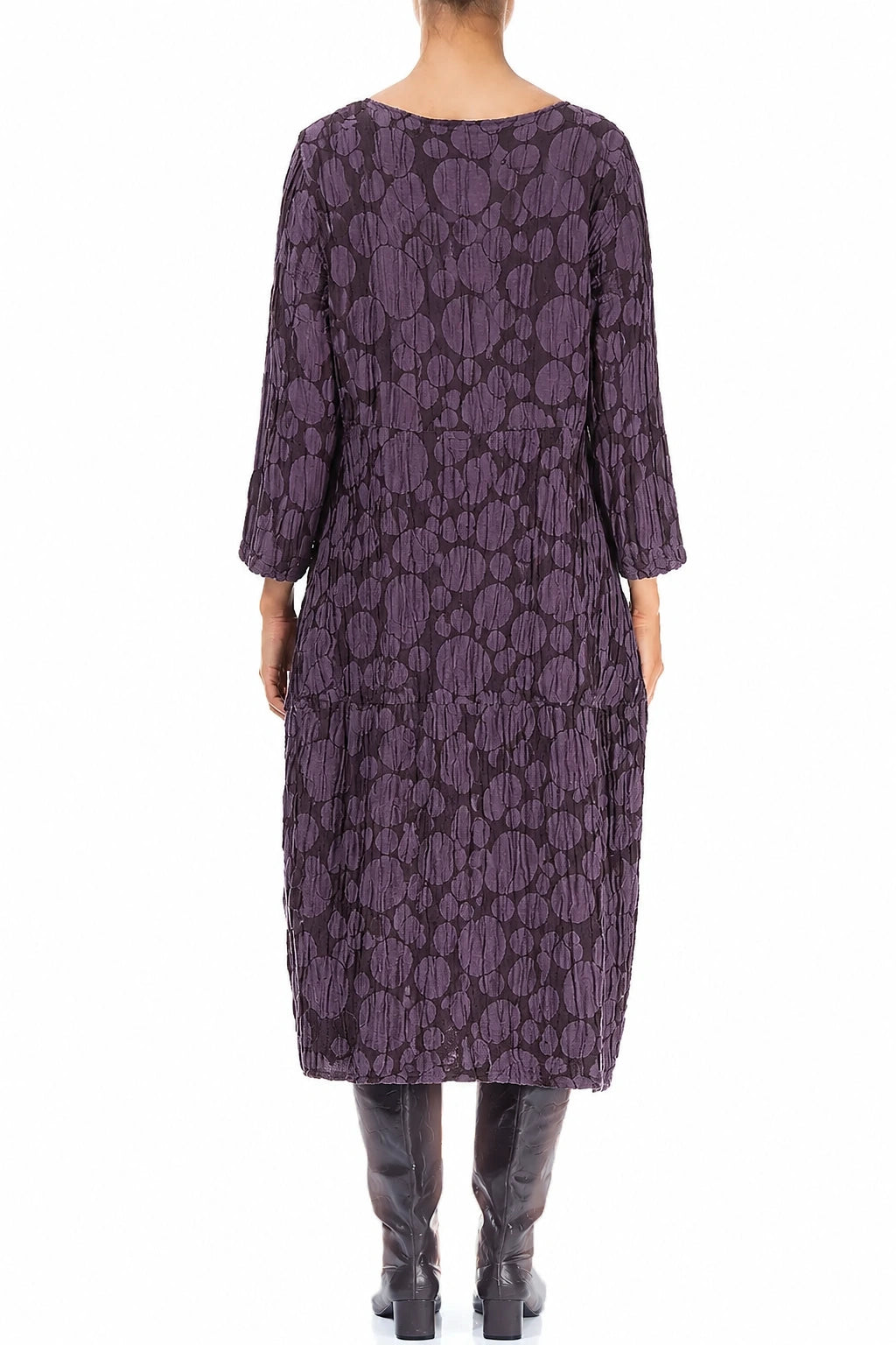 Balloon Deep Plum Circle Silk Linen Dress 2