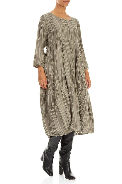 Balloon Olive Fray Weave Dress 4